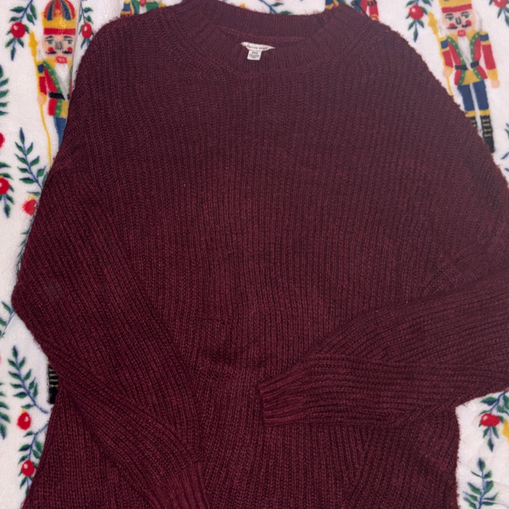 American Eagle Outfitters Burgundy Crew Neck Sweater